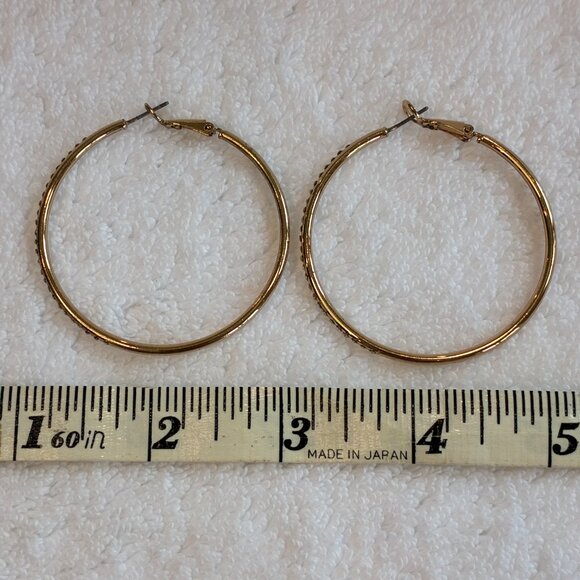 Gold Plated Cubic Zirconia Hoop Earrings Jewelry - Picture 5 of 6